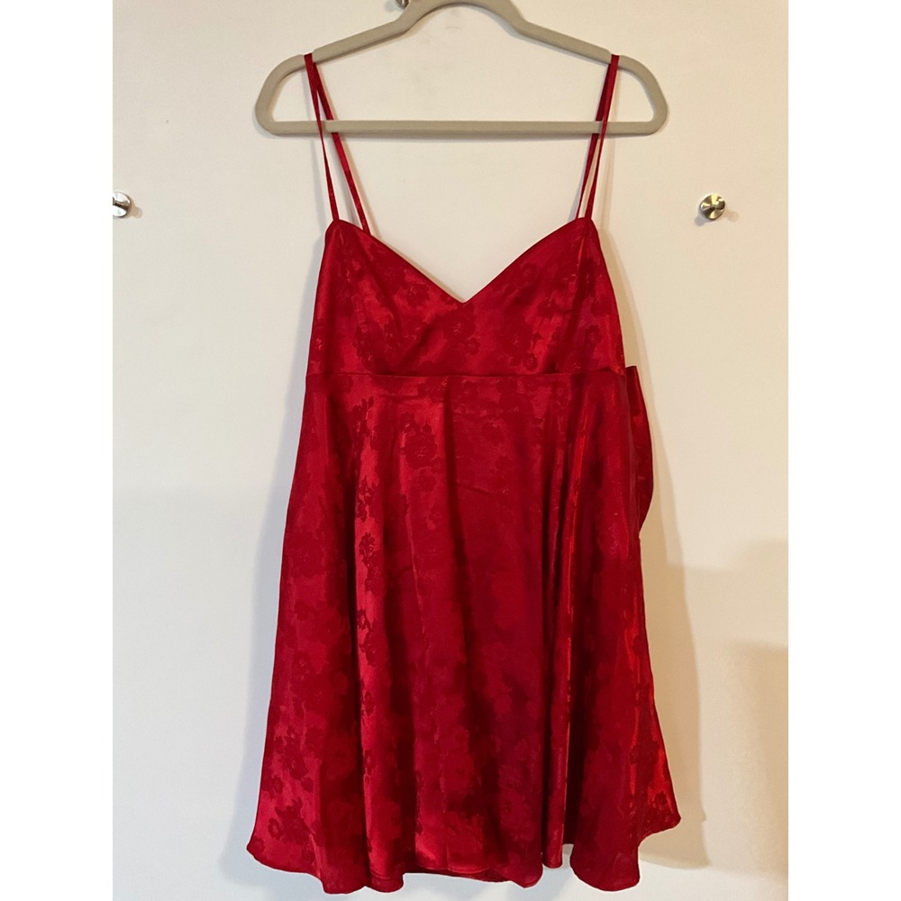 Allison + Kelly Red Satin Floral Jacquard Back Bow Mini Dress XL 6FNKQ545